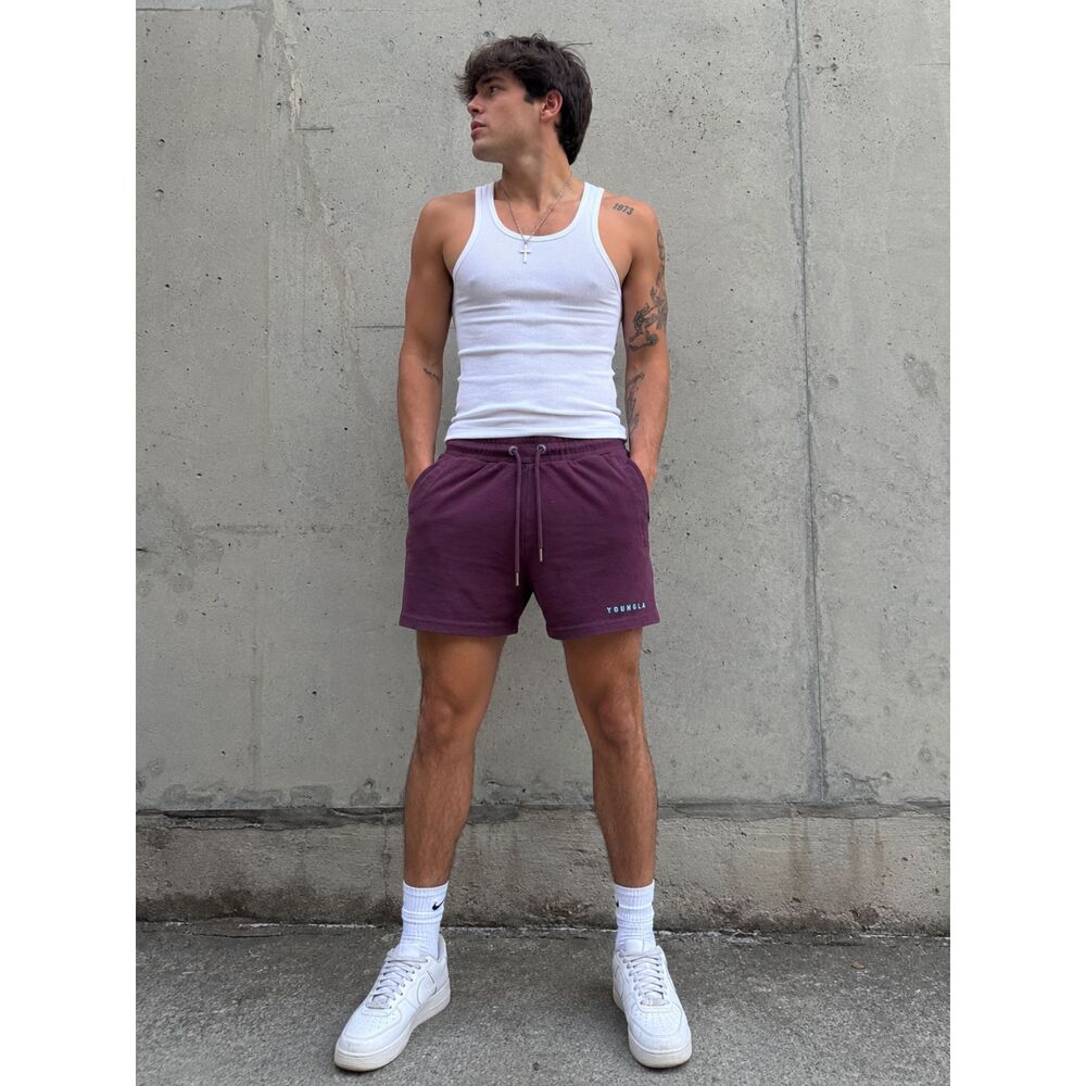 YOUNGLA USA Los Angeles Maroon Sweatpants Basketball Gym Shorts  Mens Size Small